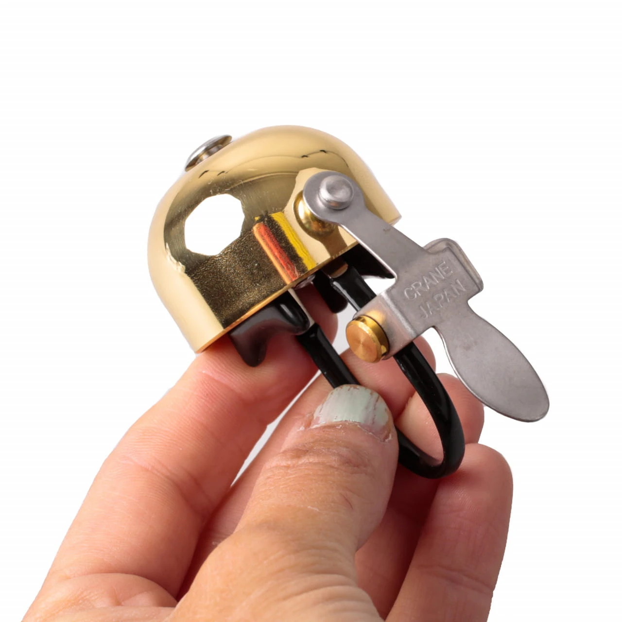 Crane E-Ne Bell Polished Gold Messing Fahrradklingel Auch Für Rennrad-Lenker Geeignet 4 Crane E-Ne Bell Polished Gold Messing Fahrradklingel Auch Für Rennrad-Lenker Geeignet – Bild 2